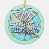 Massachusetts Nurse Caduceus Keramisch Ornament (Voorkant)