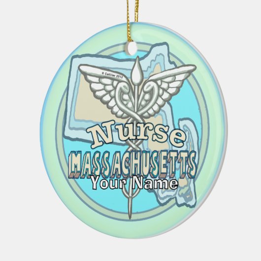 Massachusetts Nurse Caduceus Keramisch Ornament (Links)
