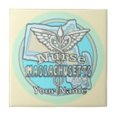 Massachusetts Nurse Caduceus Tile Tegeltje (Voorkant)