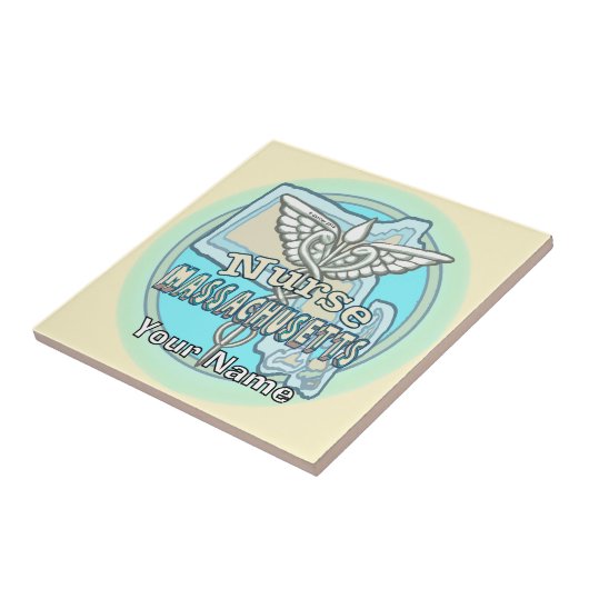 Massachusetts Nurse Caduceus Tile Tegeltje (Zijkant)