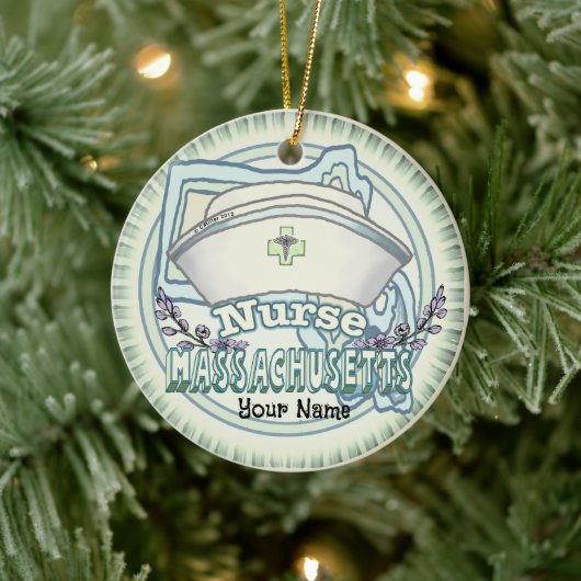 Massachusetts Nurse Keramisch Ornament (Boom)