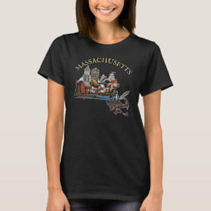 Massachusetts overzicht tattoo stijl t-shirt