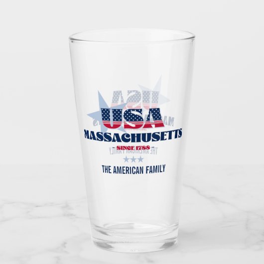 Massachusetts Patriotic Pride gepersonaliseerd Glas (Voorkant)