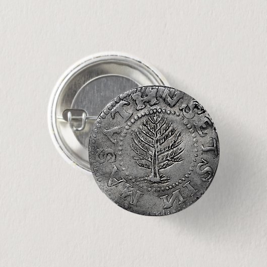 Massachusetts Pine Tree Coin Ronde Button 3,2 Cm (Voorkant /achterkant)