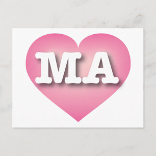 Massachusetts Pink Fade Heart - Ik hou van MA Briefkaart