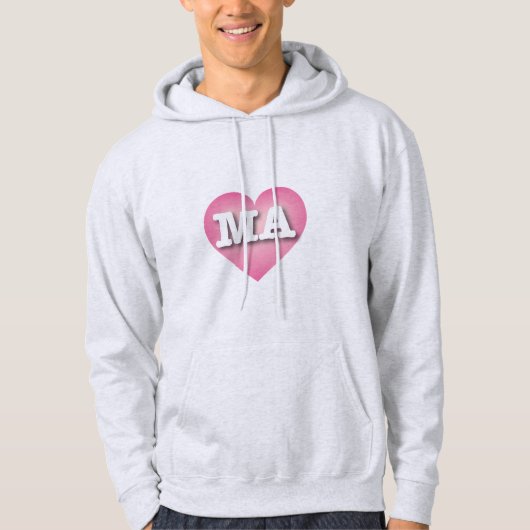 Massachusetts Pink Fade Heart - Ik hou van MA Hoodie (Voorkant)