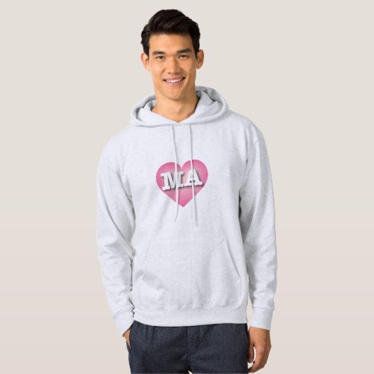 Massachusetts Pink Fade Heart - Ik hou van MA Hoodie (Voorkant volledig)