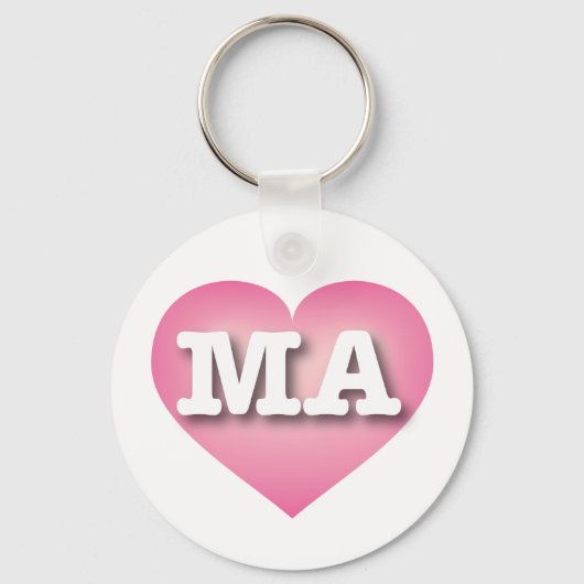 Massachusetts Pink Fade Heart - Ik hou van MA Sleutelhanger (Voorkant)