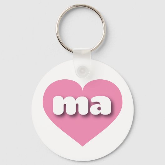 Massachusetts Pink Heart - Ik hou van ma Sleutelhanger (Voorkant)