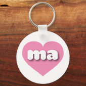 Massachusetts Pink Heart - Ik hou van ma Sleutelhanger (Voorkant)