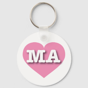 Massachusetts Pink Heart - Ik hou van MA Sleutelhanger