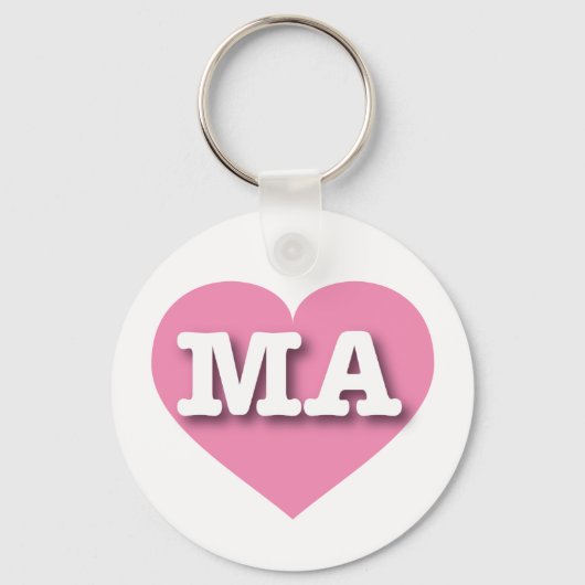 Massachusetts Pink Heart - Ik hou van MA Sleutelhanger (Voorkant)