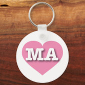 Massachusetts Pink Heart - Ik hou van MA Sleutelhanger (Voorkant)