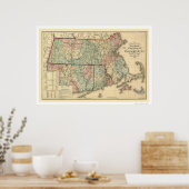 Massachusetts Railroad Map 1879 Poster (Keuken)