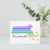 Massachusetts Rainbow Minimalist Vacation Pride Briefkaart (Staand voorkant)