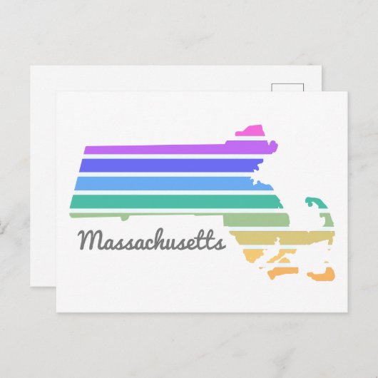 Massachusetts Rainbow Minimalist Vacation Pride Briefkaart (Voorkant / Achterkant)
