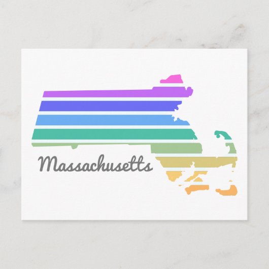 Massachusetts Rainbow Minimalist Vacation Pride Briefkaart (Voorkant)