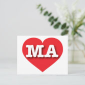 Massachusetts Red Heart - Ik hou van MA Briefkaart (Staand voorkant)