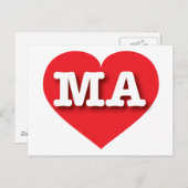 Massachusetts Red Heart - Ik hou van MA Briefkaart (Voorkant / Achterkant)