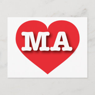 Massachusetts Red Heart - Ik hou van MA Briefkaart