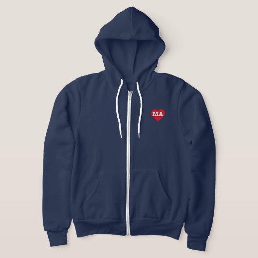 Massachusetts Red Heart - Ik hou van MA Hoodie (Laagn)