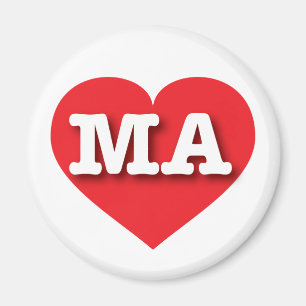 Massachusetts Red Heart - Ik hou van MA Magneet