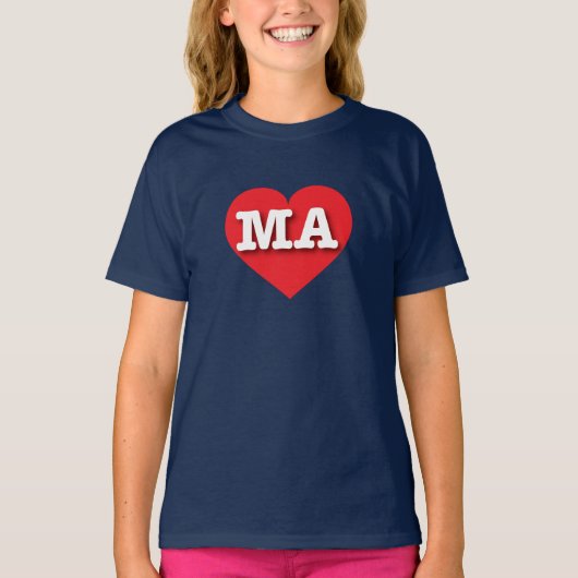 Massachusetts Red Heart - Ik hou van MA T-shirt (Voorkant)