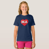 Massachusetts Red Heart - Ik hou van MA T-shirt (Voorkant volledig)