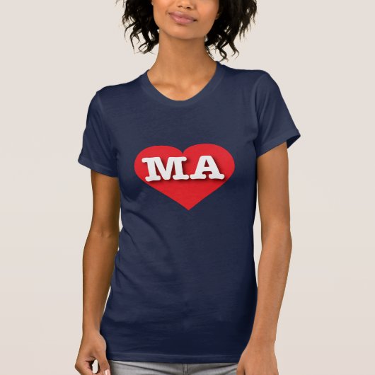 Massachusetts Red Heart - Ik hou van MA T-shirt (Voorkant)