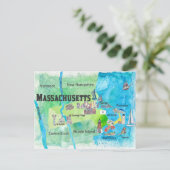Massachusetts Reisplattegrond Briefkaart (Staand voorkant)