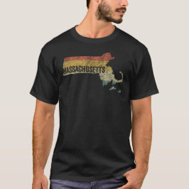 Massachusetts Retro Sunset Distress Map T-shirt