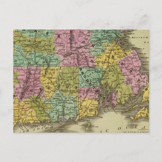 Massachusetts Rhode Island en Connecticut 2 Briefkaart (Voorkant)