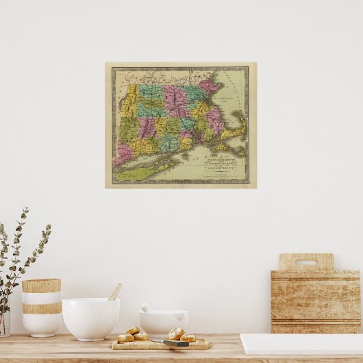 Massachusetts Rhode Island en Connecticut 2 Poster (Keuken)