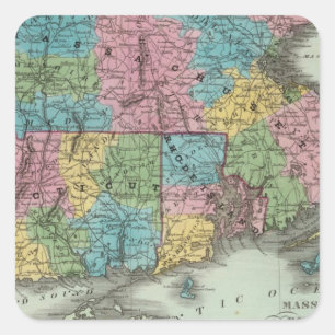 Massachusetts Rhode Island en Connecticut Vierkante Sticker