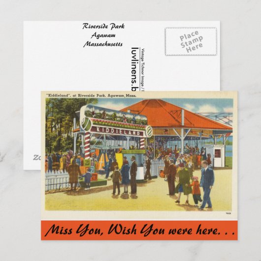 Massachusetts, Riverside Park, Agawam Briefkaart (Voorkant / Achterkant)