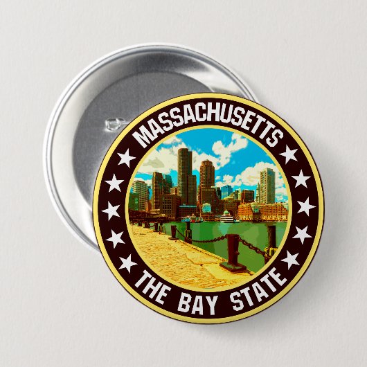 Massachusetts Ronde Button 7,6 Cm (Voorkant /achterkant)