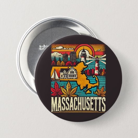 Massachusetts Ronde Button 7,6 Cm (Voorkant /achterkant)