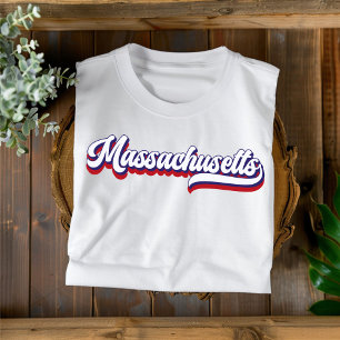 Massachusetts Rood Wit en Blauw Vintage T-Shirt
