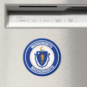 Massachusetts Round Emblem Magneet (Insitu (Vaatwasser))