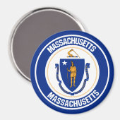 Massachusetts Round Emblem Magneet (Voorkant / Achterkant)