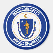 Massachusetts Round Emblem Magneet (Voorkant)
