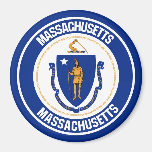 Massachusetts Round Emblem Magneet (Voorkant)