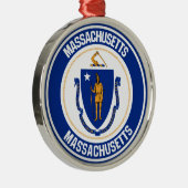 Massachusetts Round Emblem Metalen Ornament (Rechts)