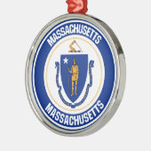 Massachusetts Round Emblem Metalen Ornament (Links)