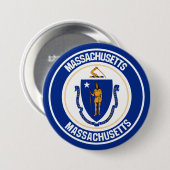 Massachusetts Round Emblem Ronde Button 7,6 Cm (Voorkant /achterkant)