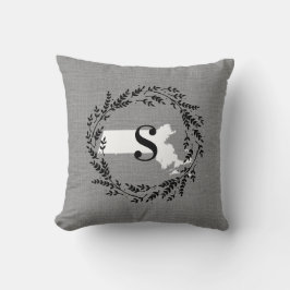 Massachusetts rustieke krans monogram Sierkussen