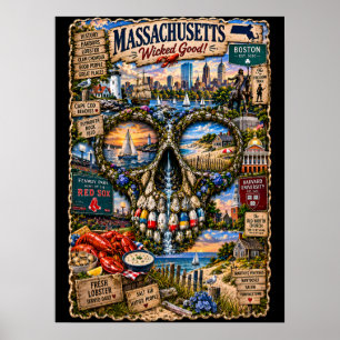 Massachusetts Schedel Art Print State of Mind