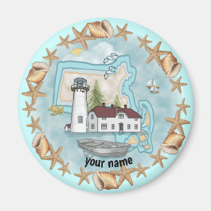 Massachusetts Schelpen Vuurtoren magneet