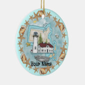 Massachusetts Schelpen Vuurtoren Ornament (Rechts)