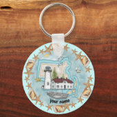Massachusetts Schelpen Vuurtoren Sleutelhanger (Voorkant)